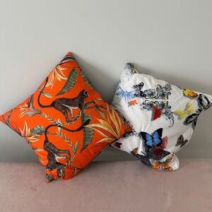 Bright Orange Monkey Print Accent Pillow